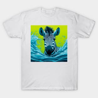 Zebra splashes water while swimming T-Shirt